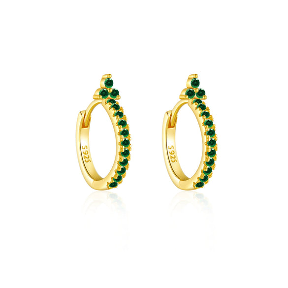 Wholesale S925 Sterling Silver Round Earrings With Zircon Electroplated With 18K Gold Fashion Ol And Geometric Style Unisex