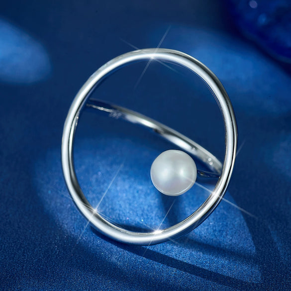 Wholesale S925 Sterling Silver Round Geometric Bead Ring With Electroplating For Women Fashion Personality Trend Exaggerated Joker Opening Adjustable