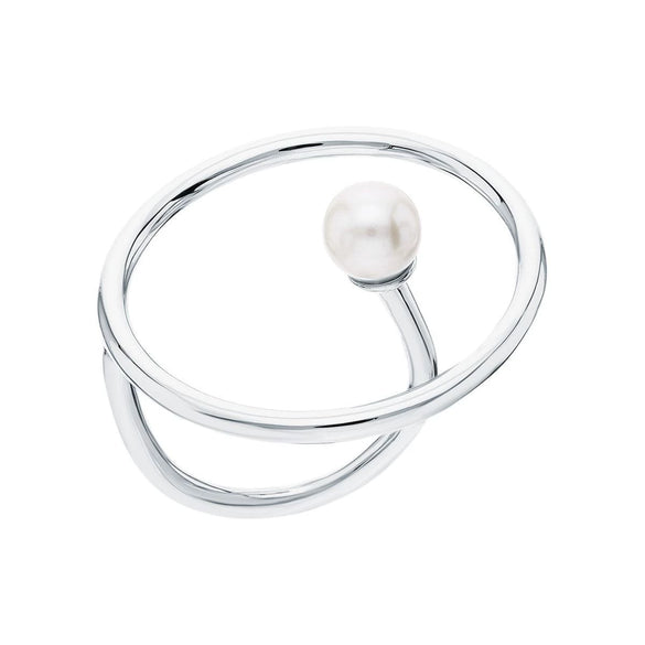 Wholesale S925 Sterling Silver Round Geometric Bead Ring With Electroplating For Women Fashion Personality Trend Exaggerated Joker Opening Adjustable