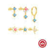Wholesale S925 Sterling Silver Round Geometric Earrings Set With Electroplating Design For Women