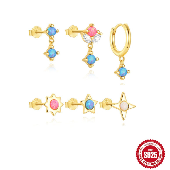 Wholesale S925 Sterling Silver Round Geometric Earrings Set With Electroplating Design For Women
