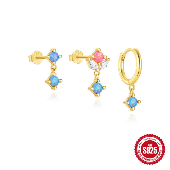 Wholesale S925 Sterling Silver Round Geometric Earrings Set With Electroplating Design For Women
