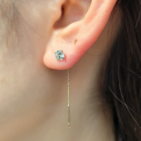 Wholesale S925 Sterling Silver Round Geometric Zircon Earrings For Women With Diamond Chain Tassel