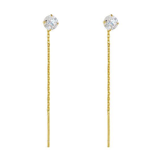 Wholesale S925 Sterling Silver Round Geometric Zircon Earrings For Women With Diamond Chain Tassel