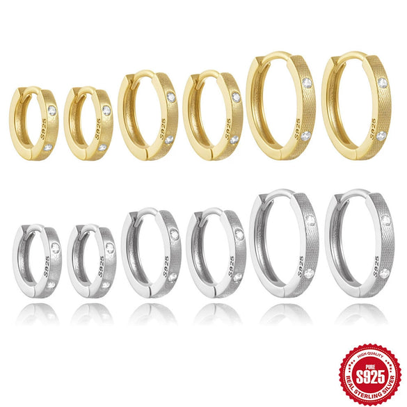 Wholesale S925 Sterling Silver Round Micro Inlaid Zircon Ear Buckle Earrings With Geometric Design And Electroplating For Women