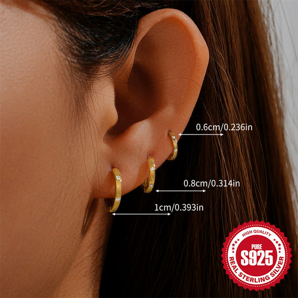 Wholesale S925 Sterling Silver Round Micro Inlaid Zircon Ear Buckle Earrings With Geometric Design And Electroplating For Women