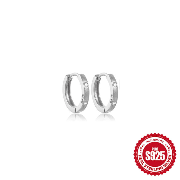 Wholesale S925 Sterling Silver Round Micro Inlaid Zircon Geometric Corrugated Ear Buckle Ear Studs Jewelry With Electroplating