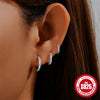 Wholesale S925 Sterling Silver Round Micro Inlaid Zircon Geometric Corrugated Ear Buckle Ear Studs Jewelry With Electroplating