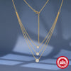Wholesale S925 Sterling Silver Round Three Layer Stacked Collarbone Chain With Full Diamond O Chain Geometric Pattern Electroplated For Women