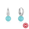 Wholesale S925 Sterling Silver Round Turquoise Ear Buckle Earrings With Geometric Design And Inlaid Zircon For Unisex