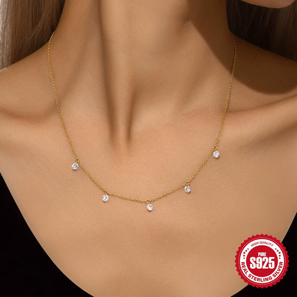 Wholesale S925 Sterling Silver Round Zircon Joker Jewelry Set With O Chain Electroplated For Unisex