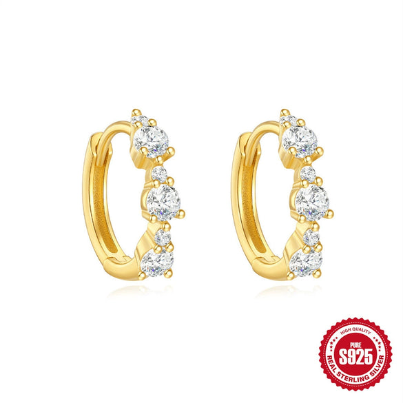 Wholesale S925 Sterling Silver Simple Classic Geometric Earrings With Electroplating For Women