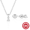 Wholesale S925 Sterling Silver Simple Classic Threeclaw Inlaid Zircon Earrings And Necklace Set With Electroplating Treatment