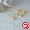 Wholesale S925 Sterling Silver Simple Classic Threeclaw Inlaid Zircon Earrings And Necklace Set With Electroplating Treatment