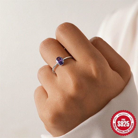 Wholesale S925 Sterling Silver Simple Color Zircon Pendant With Geometric Pattern Opening Adjustable Ring For Women Electroplated