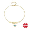 Wholesale S925 Sterling Silver Simple Cuban Chain Devil's Eye Drop Bracelet With Inlaid Zircon And Geometric Pattern