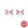 Wholesale S925 Sterling Silver Simple Cute Bow Earrings For Women With Geometric Pattern And Electroplating Treatment