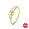 Wholesale S925 Sterling Silver Simple Double Layer Hollow Ring With Single Diamond Moonstone Pearl Geometric Style Electroplated