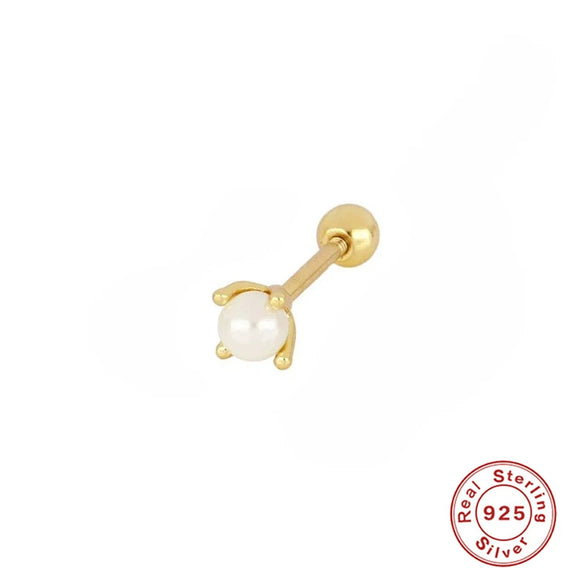 Wholesale S925 Sterling Silver Simple Four Claw Pearl Stud Earrings With Geometric Design And Pearl Inlaid Process