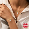 Wholesale S925 Sterling Silver Simple Geometric Devil's Eye Drop Oil Vintage Turquoise Women's Bracelet With Electroplating