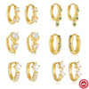 Wholesale S925 Sterling Silver Simple Geometric Kiteshaped Zircon Ear Buckle Huggie Hoops With Electroplating