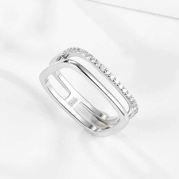 Wholesale S925 Sterling Silver Simple Geometric Micro Paved Zircon Ring With Electroplating Animal And Zodiac Shapes