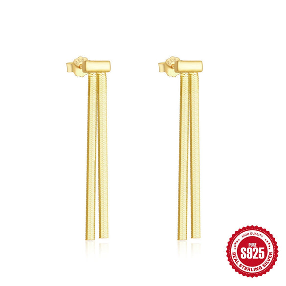 Wholesale S925 Sterling Silver Simple Geometric Star Moon Tassel Eardrop Earrings For Ladies