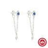 Wholesale S925 Sterling Silver Simple Geometric Star Moon Tassel Eardrop Earrings For Ladies