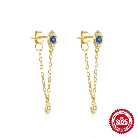 Wholesale S925 Sterling Silver Simple Geometric Star Moon Tassel Eardrop Earrings For Ladies