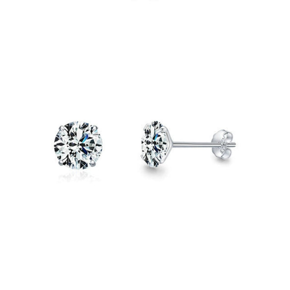 Wholesale S925 Sterling Silver Simple Geometric Zircon Earrings Set With Precious Stones For Women
