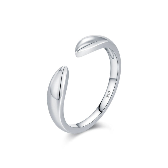Wholesale S925 Sterling Silver Simple Glossy Plain Open Ring For Women With Electroplating Cold Style Niche Original Design