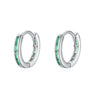 Wholesale S925 Sterling Silver Simple Green Zirconium Inlay Ear Buckle Women's Ear Accessories With Geometric Style