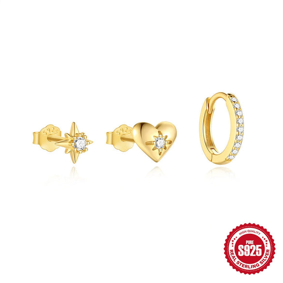 Wholesale S925 Sterling Silver Simple Inlaid Horse Eye Diamond Earrings Jewelry Set With Geometric Pattern And Electroplating For Women