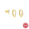 Wholesale S925 Sterling Silver Simple Inlaid Horse Eye Diamond Earrings Jewelry Set With Geometric Pattern And Electroplating For Women