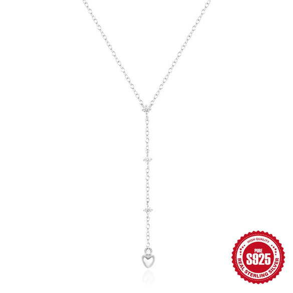 Wholesale S925 Sterling Silver Simple Lovethemed Ladies Clavicle Necklace With Leaf Pattern And Electroplating Y Chain