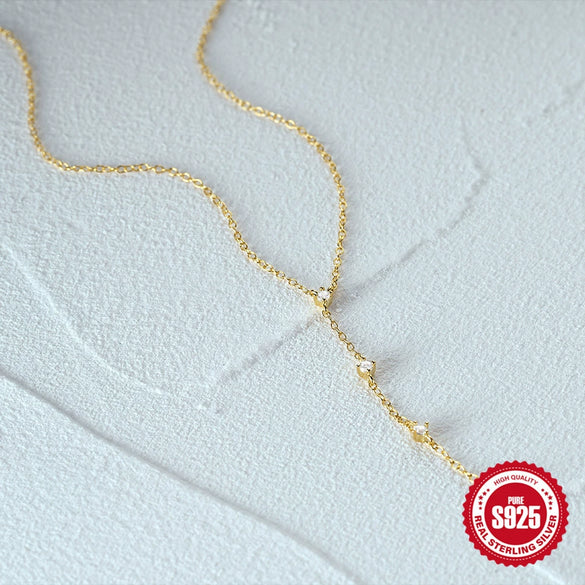 Wholesale S925 Sterling Silver Simple Lovethemed Ladies Clavicle Necklace With Leaf Pattern And Electroplating Y Chain