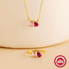 Wholesale S925 Sterling Silver Simple Personality Square Geometric Zircon Water Drops Color Diamond Ring Necklace