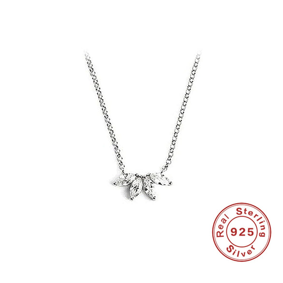 Wholesale S925 Sterling Silver Simple Petal Horse Eye Diamond Ochain Collarbone Necklace With Geometric Design For Women