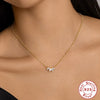 Wholesale S925 Sterling Silver Simple Petal Horse Eye Diamond Ochain Collarbone Necklace With Geometric Design For Women