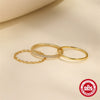Wholesale S925 Sterling Silver Simple Plain Geometric Ring With Diamond Electroplated Real Gold Plated Women's Light Luxury Finger Ring