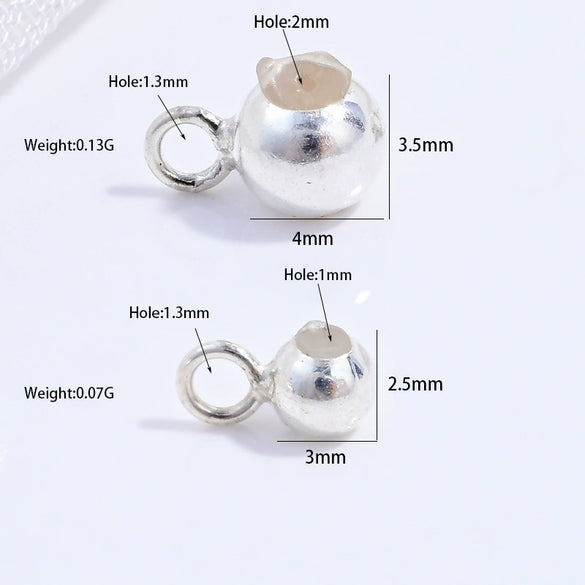 Wholesale S925 Sterling Silver Simple Round Ball Silicone Beads Electroplated Bracelet Necklace