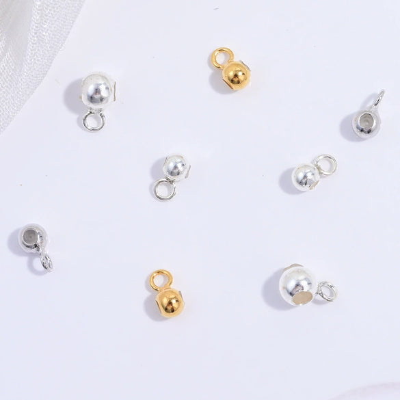 Wholesale S925 Sterling Silver Simple Round Ball Silicone Beads Electroplated Bracelet Necklace