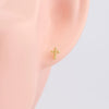 Wholesale S925 Sterling Silver Simple Round Bead Cross Earrings With Electroplating