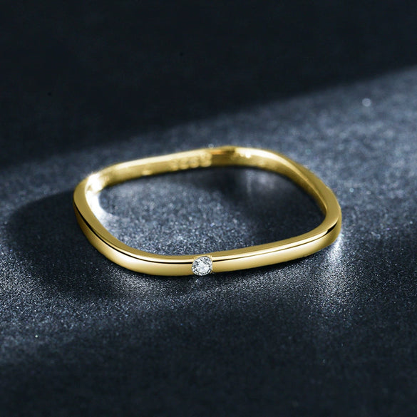 Wholesale S925 Sterling Silver Simple Small Square Ring With Geometric Pattern For Women Seiko Crafted