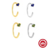 Wholesale S925 Sterling Silver Simple Style Cshaped Earrings With Natural Round Lapis Lazuli And Moss Agate Inlay Electroplated