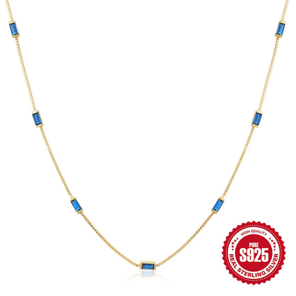 Wholesale S925 Sterling Silver Simple Thin Chain With Red Zircon And Geometric Pattern For Women Electroplated Clavicle Chain Jewelry