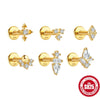Wholesale S925 Sterling Silver Single Diamond Inlaid Flat Ear Studs Body Piercing Earrings For Women Fashion Style