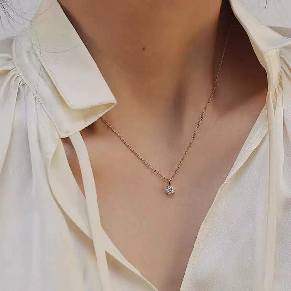 Wholesale S925 Sterling Silver Single Diamond 14K Gold Plated Cross Chain Necklace For Women Light Luxury Style