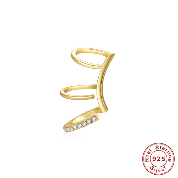 Wholesale S925 Sterling Silver Single Ear Clip Fashion Earrings With Geometric Diamond Modeling And Electroplating Treatment