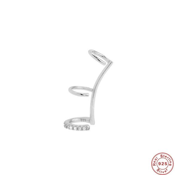 Wholesale S925 Sterling Silver Single Ear Clip Fashion Earrings With Geometric Diamond Modeling And Electroplating Treatment